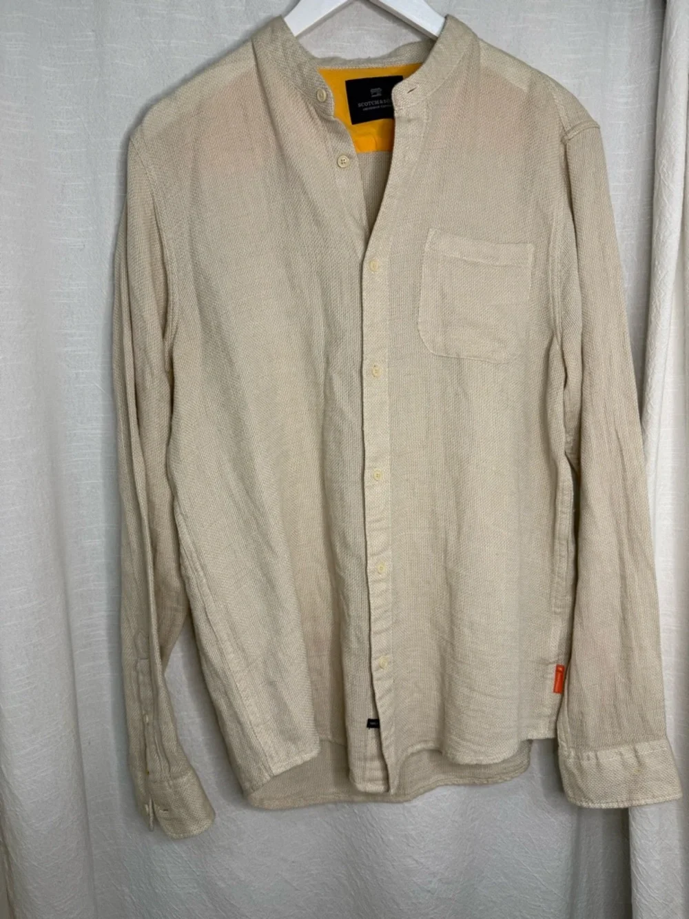 Men's Scotch and Soda, Lino Weave Band Collar Button-Up Shirt size L - Picture 1 of 15